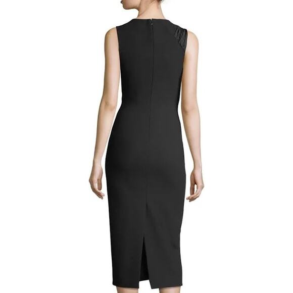 NWT Cinq a Sept Adelise Dress 2 Black Satin Cocktail Holiday Sheath Midi 10 - Picture 2 of 8